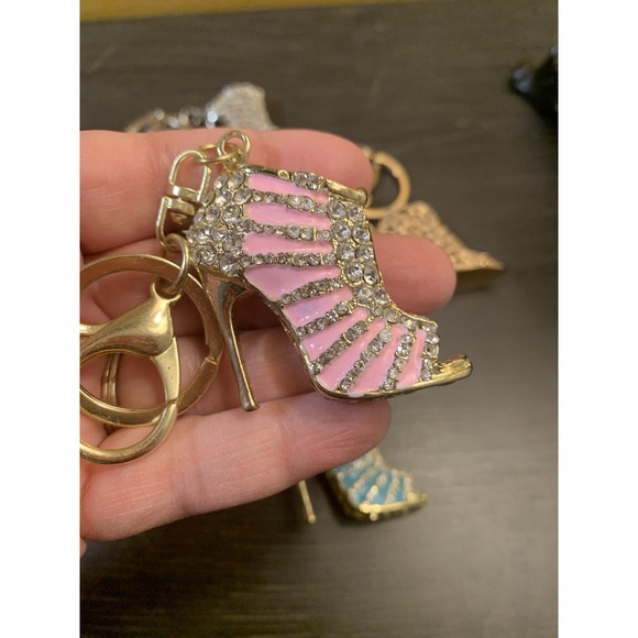 Bag Charm High Heel Bling Fashion Keychain Lot Of 10 Princess Diva Party Favors - Picture 9 of 12